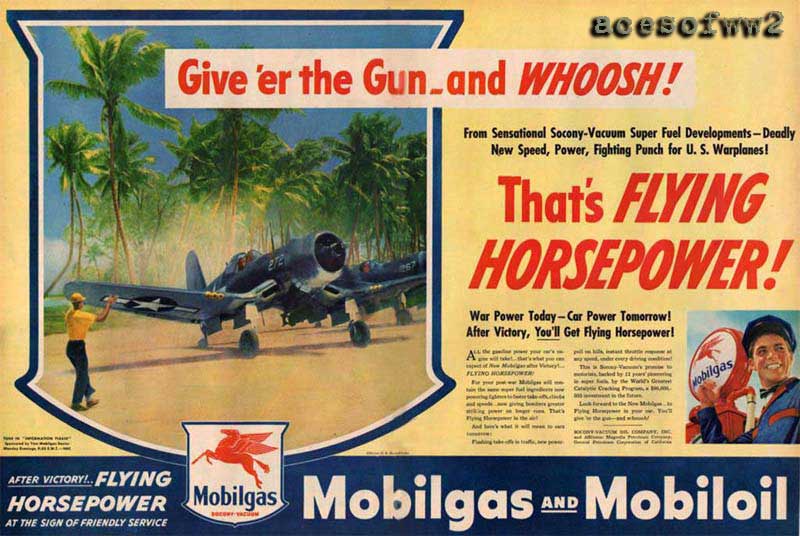 WW2 Mobil "Give 'er the Gun ... and WHOOSH" ad