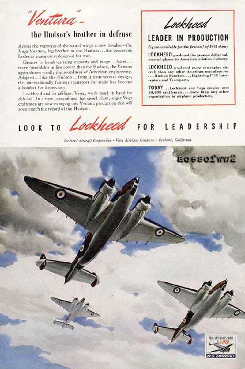 WW2 "Ventura- the Hudson's brother in defense" ad