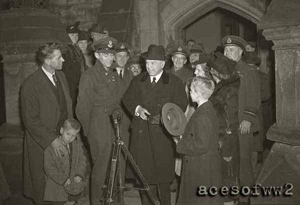 "Aw shucks" - Beurling meets Mackenzie King, then Prime Minister of Canada. Also present is Beurling's Father (left), his two brothers (in front), his Mom (in the fur) and AVM L. S. Breadner is behind her. According to Breadner, King did everything to Beurling "but crown him."