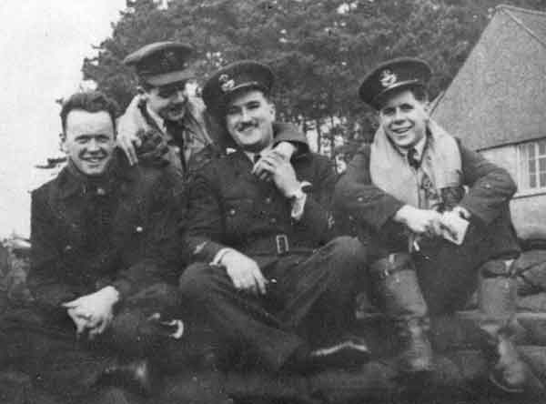 Pilots of 242 Sq. March '41 (L to R) Stan Turner, "Duke" Arthur, J.P. McKechnie (Australian, POW 19aug41) & K.M. Hicks (Australian, MIA 17aug41). Strangly enough, Arthur & Hicks are miss-identified in a number of publications and have their names reversed.