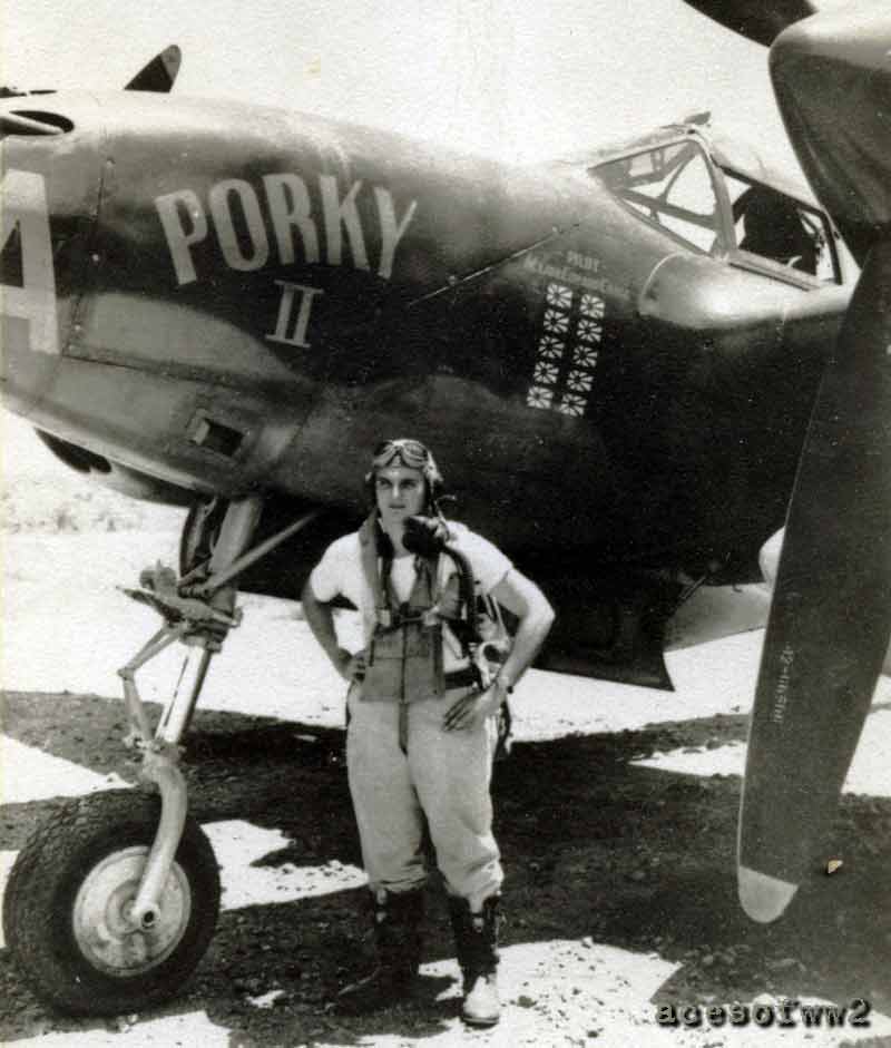 Cragg & his P-38 mount Porky II