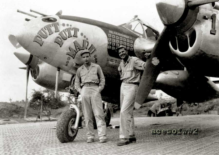 "Mac" MacDonald & Al Nelson with Mac's P-38 Putt Putt Maru