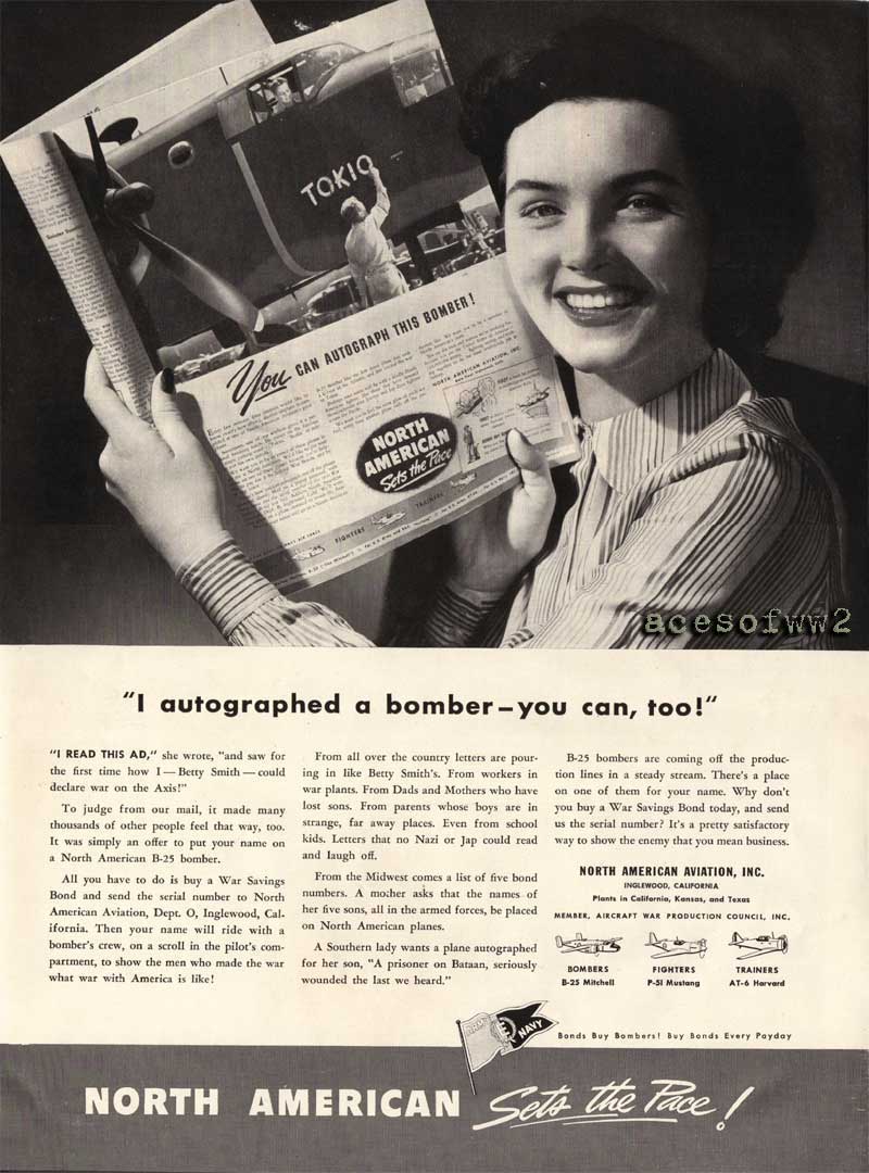 WW2 North American "I autographed a bomber - you can too!" ad