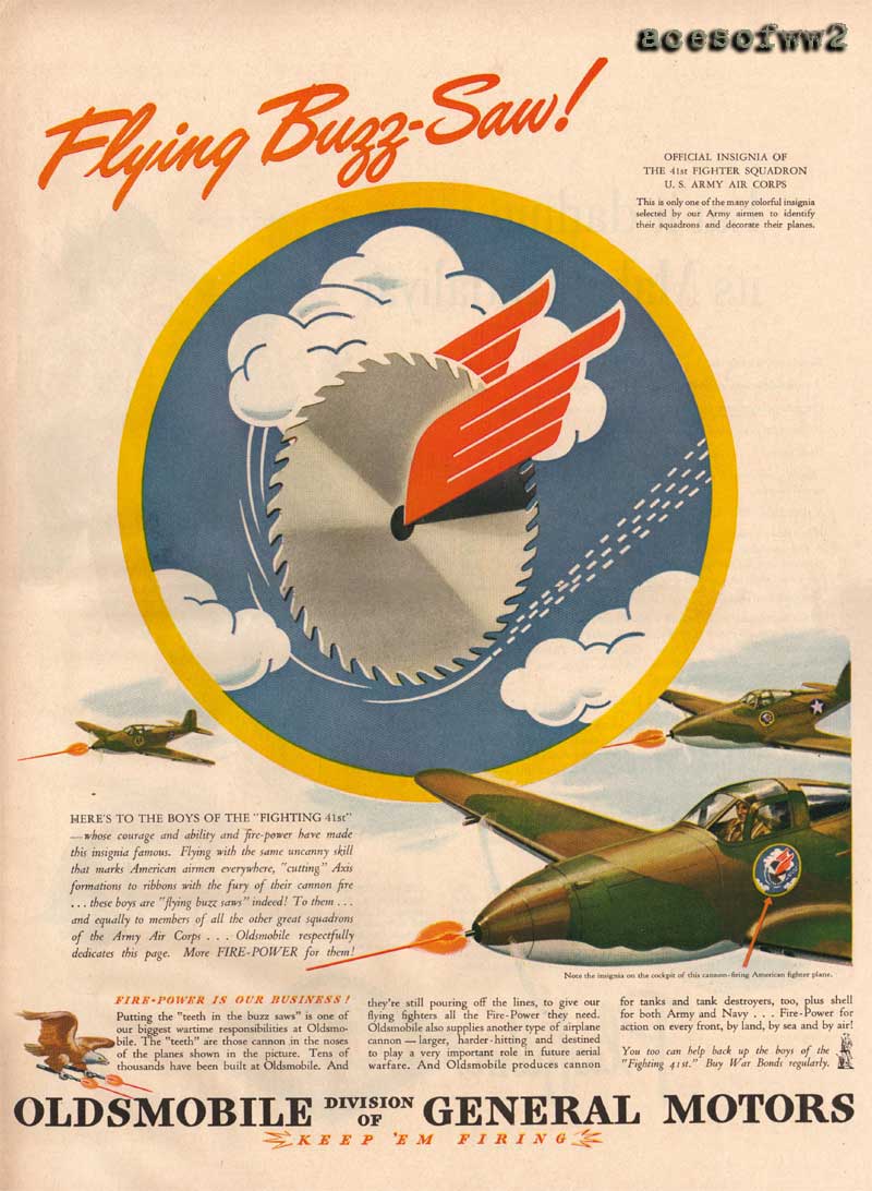 WW2 Oldsmobile "Flying Buzz Saw" ad