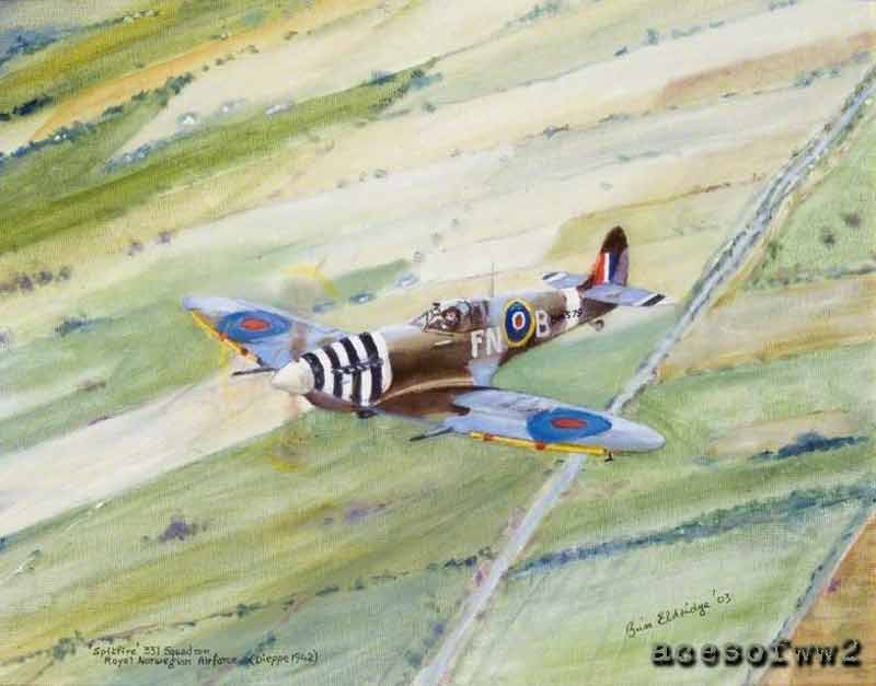 331 Squadron Spit over Dieppe by Brian Eldridge
